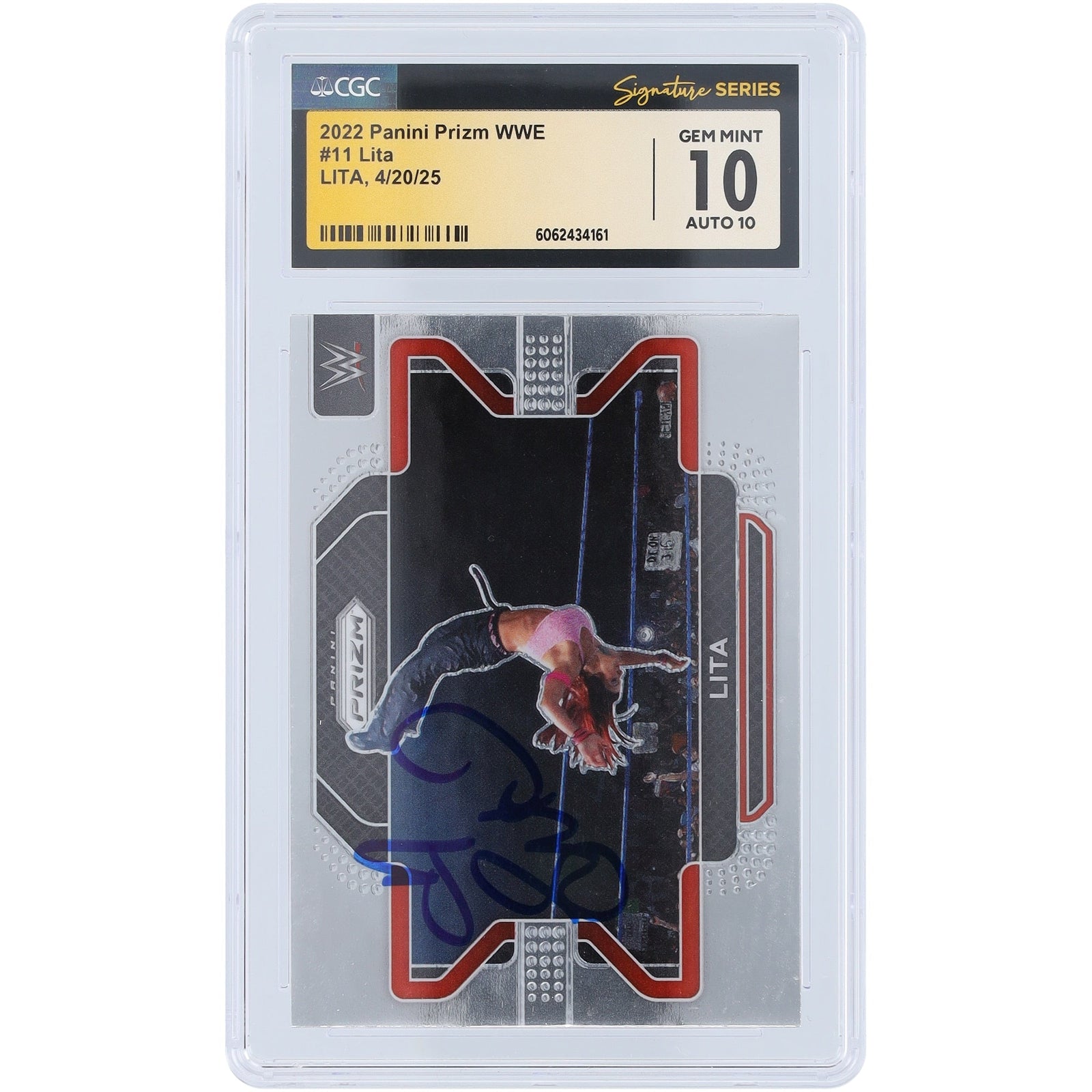 Lita WWE Autographed 2022 Panini Prizm 11 CGC Fanatics Witnessed Authenticated 10/10 Card - The Ballers Bank