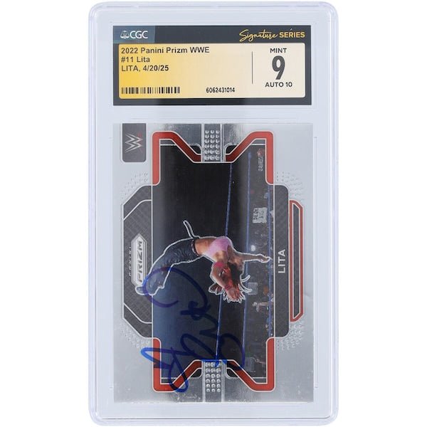 Lita WWE Autographed 2022 Panini Prizm 11 CGC Fanatics Witnessed Authenticated 9/10 Card - The Ballers Bank