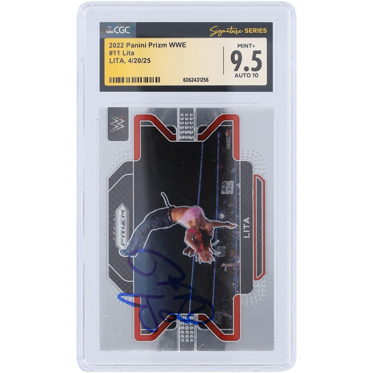 Lita WWE Autographed 2022 Panini Prizm 11 CGC Fanatics Witnessed Authenticated 9.5/10 Card - The Ballers Bank