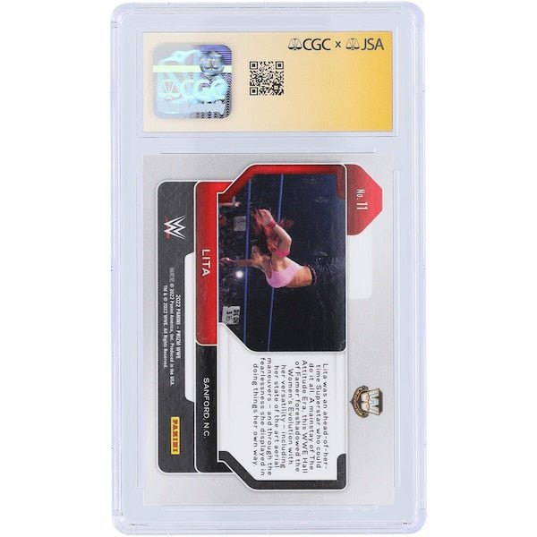 Lita WWE Autographed 2022 Panini Prizm 11 CGC Fanatics Witnessed Authenticated Mint 9 Card - The Ballers Bank