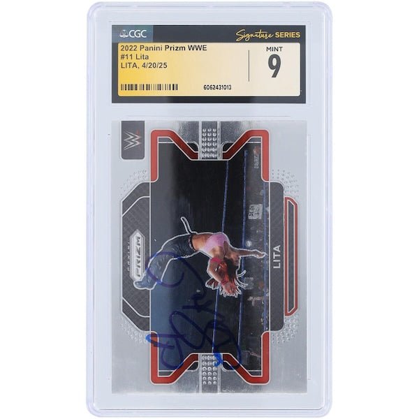 Lita WWE Autographed 2022 Panini Prizm 11 CGC Fanatics Witnessed Authenticated Mint 9 Card - The Ballers Bank