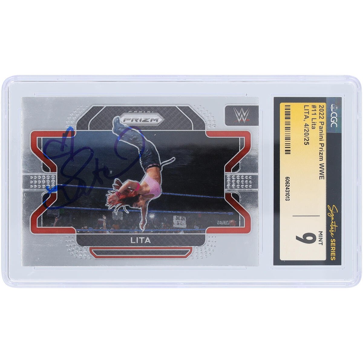 Lita WWE Autographed 2022 Panini Prizm 11 CGC Fanatics Witnessed Authenticated Mint 9 Card - The Ballers Bank
