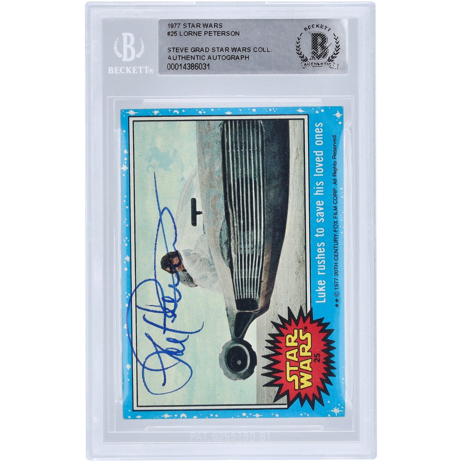 Lorne Peterson Star Wars Autographed 1977 Topps 25 BAS Authenticated Card - The Ballers Bank