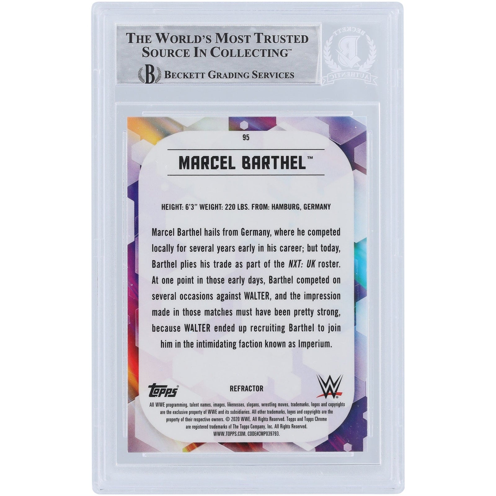 Ludwig Kaiser WWE Autographed 2020 Topps Chrome Refractors 95 Beckett Fanatics Witnessed Authenticated Card - The Ballers Bank