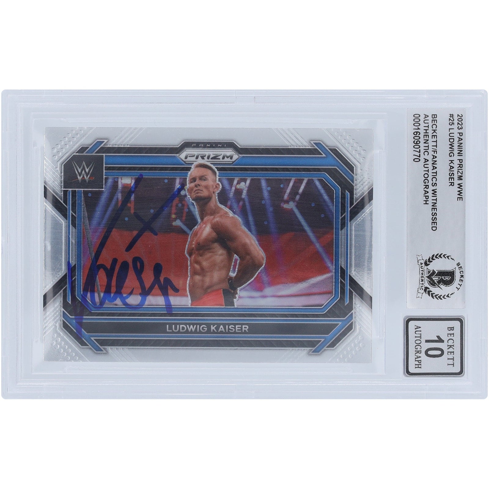 Ludwig Kaiser WWE Autographed 2023 Panini Prizm 25 Beckett Fanatics Witnessed Authenticated 10 Card - The Ballers Bank