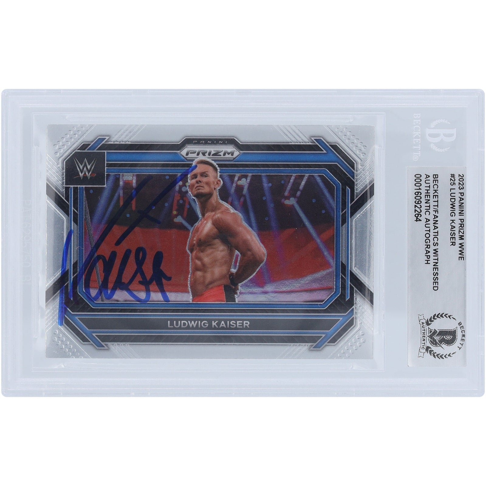 Ludwig Kaiser WWE Autographed 2023 Panini Prizm 25 Beckett Fanatics Witnessed Authenticated Card - The Ballers Bank