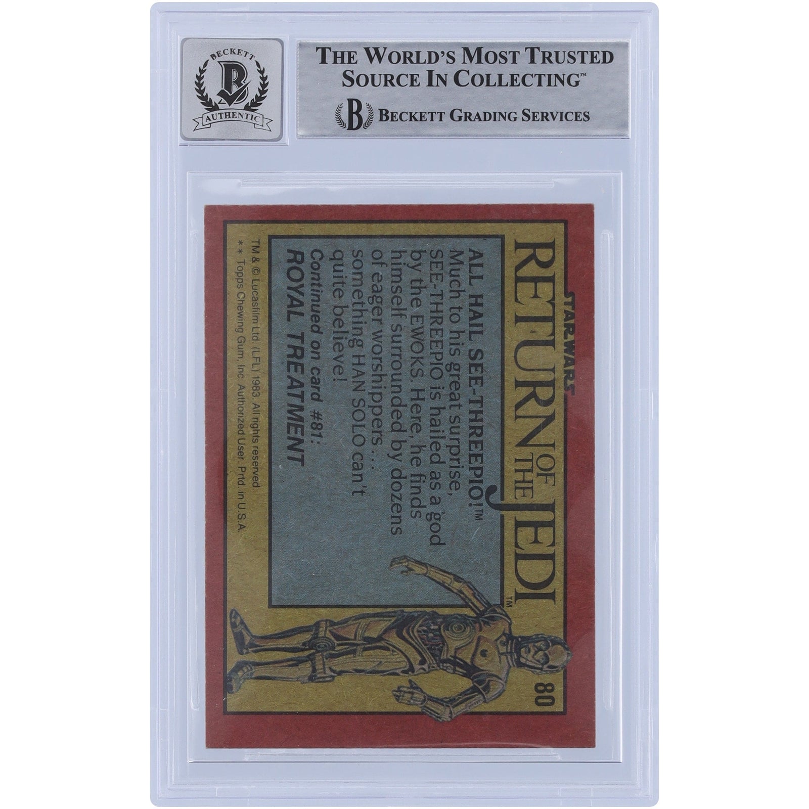 Lydia Green Star Wars Autographed 1983 Topps Return of the Jedi 80 BGS Authenticated 10 Card - The Ballers Bank