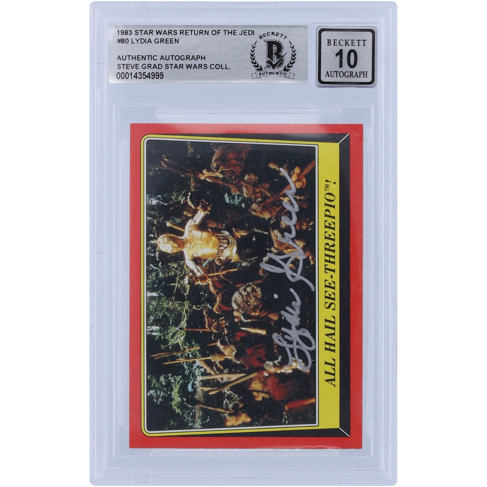 Lydia Green Star Wars Autographed 1983 Topps Return of the Jedi 80 BGS Authenticated 10 Card - The Ballers Bank