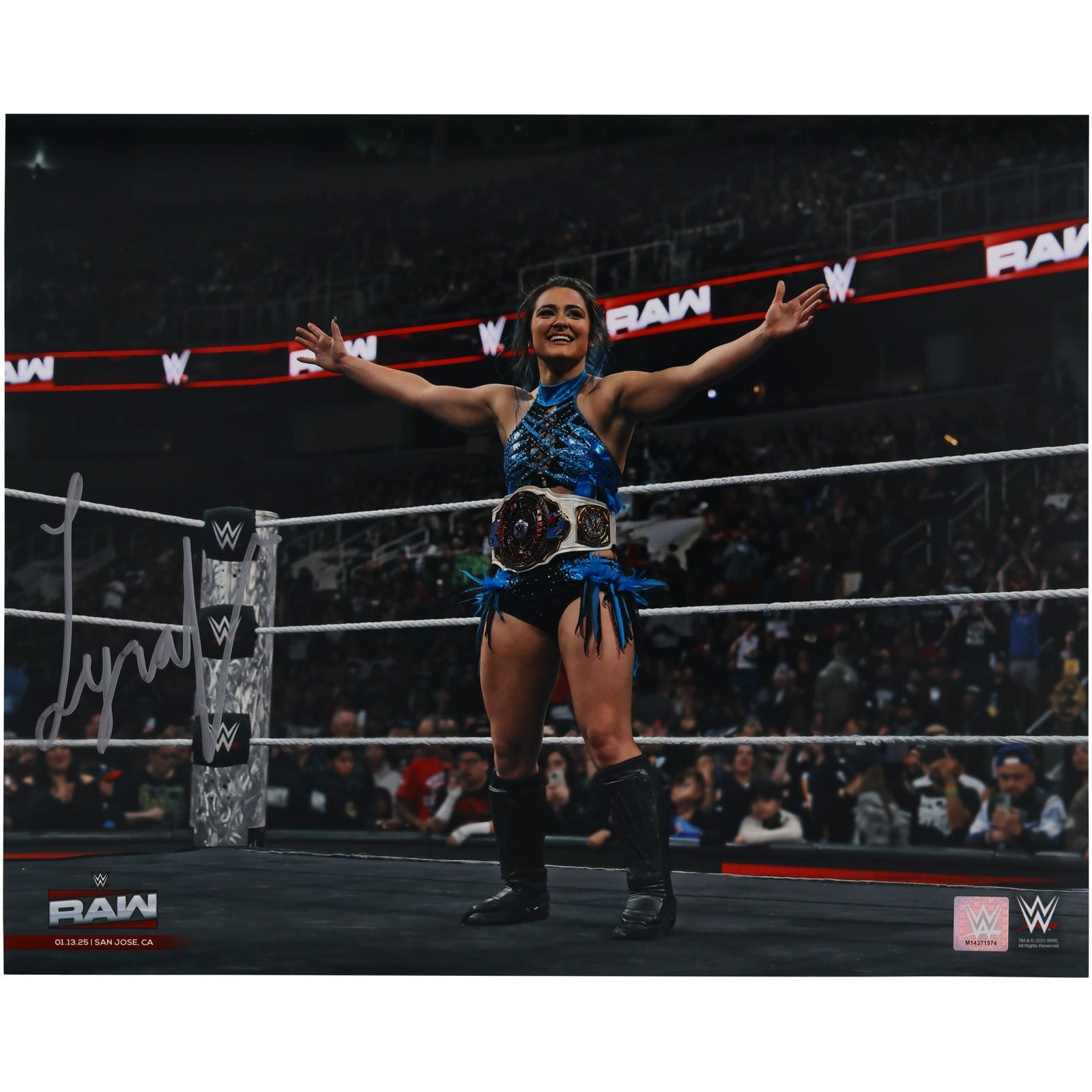 Lyra Valkyria WWE Autographed Fanatics Authentic 16" x 20" In Ring Pose with Title Photograph - The Ballers Bank