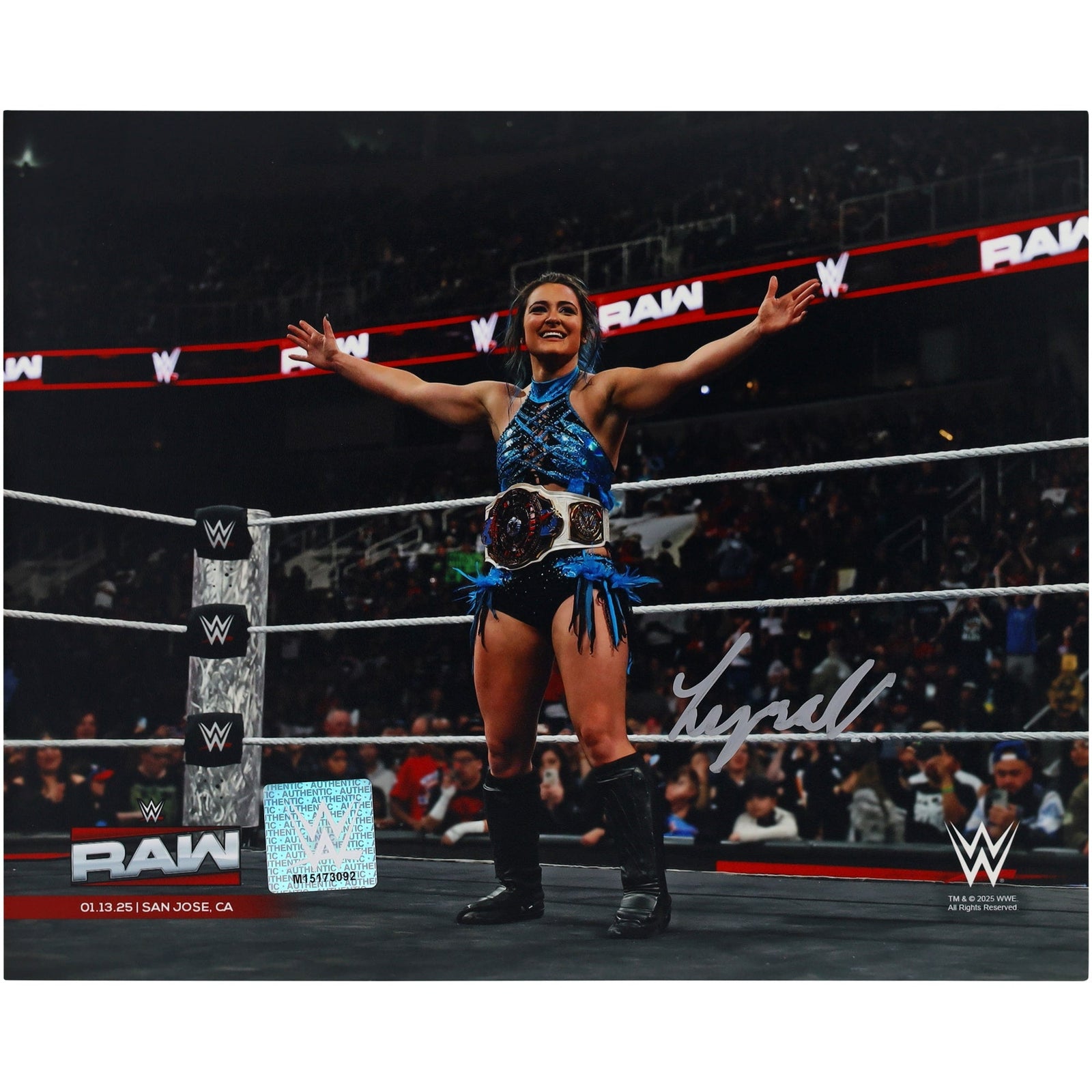 Lyra Valkyria WWE Autographed Fanatics Authentic 8" x 10" In Ring Pose with Title Photograph - The Ballers Bank