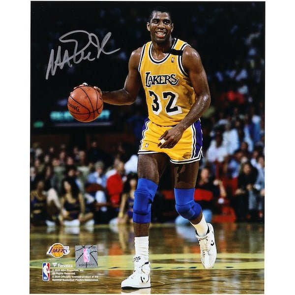 Magic Johnson Los Angeles Lakers Autographed Fanatics Authentic 8" x 10" Dribbling In Gold Photograph - The Ballers Bank
