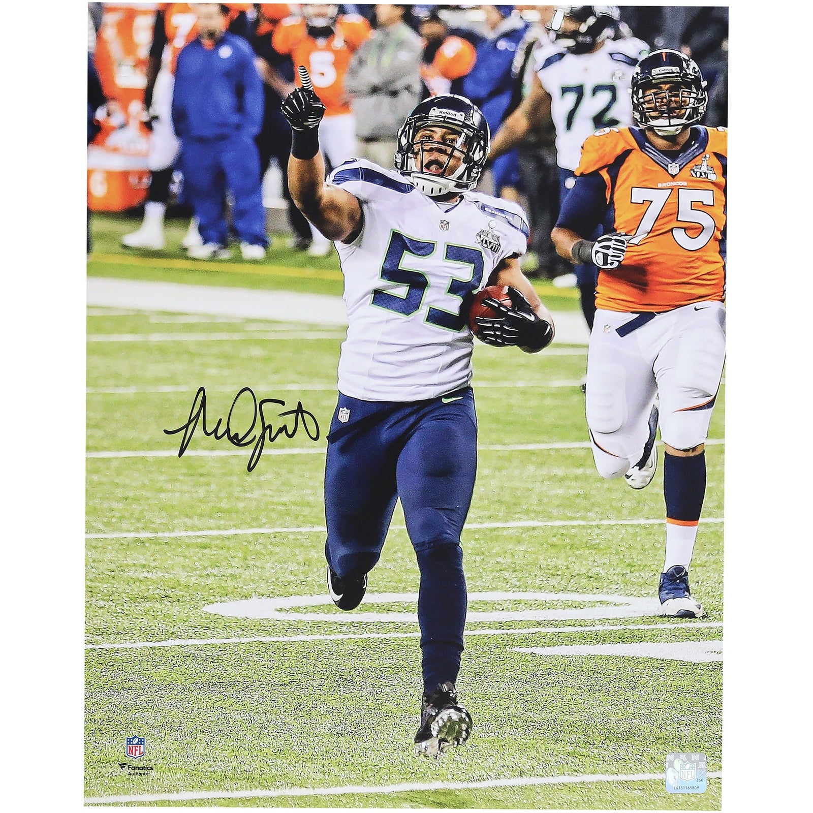 Malcolm Smith Seattle Seahawks Autographed Fanatics Authentic 16" x 20" Super Bowl XLVIII Interception Photograph - The Ballers Bank