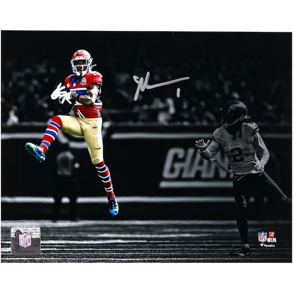 Malik Nabers New York Giants Autographed Fanatics Authentic 8" x 10" Leaping Catch Photograph - The Ballers Bank