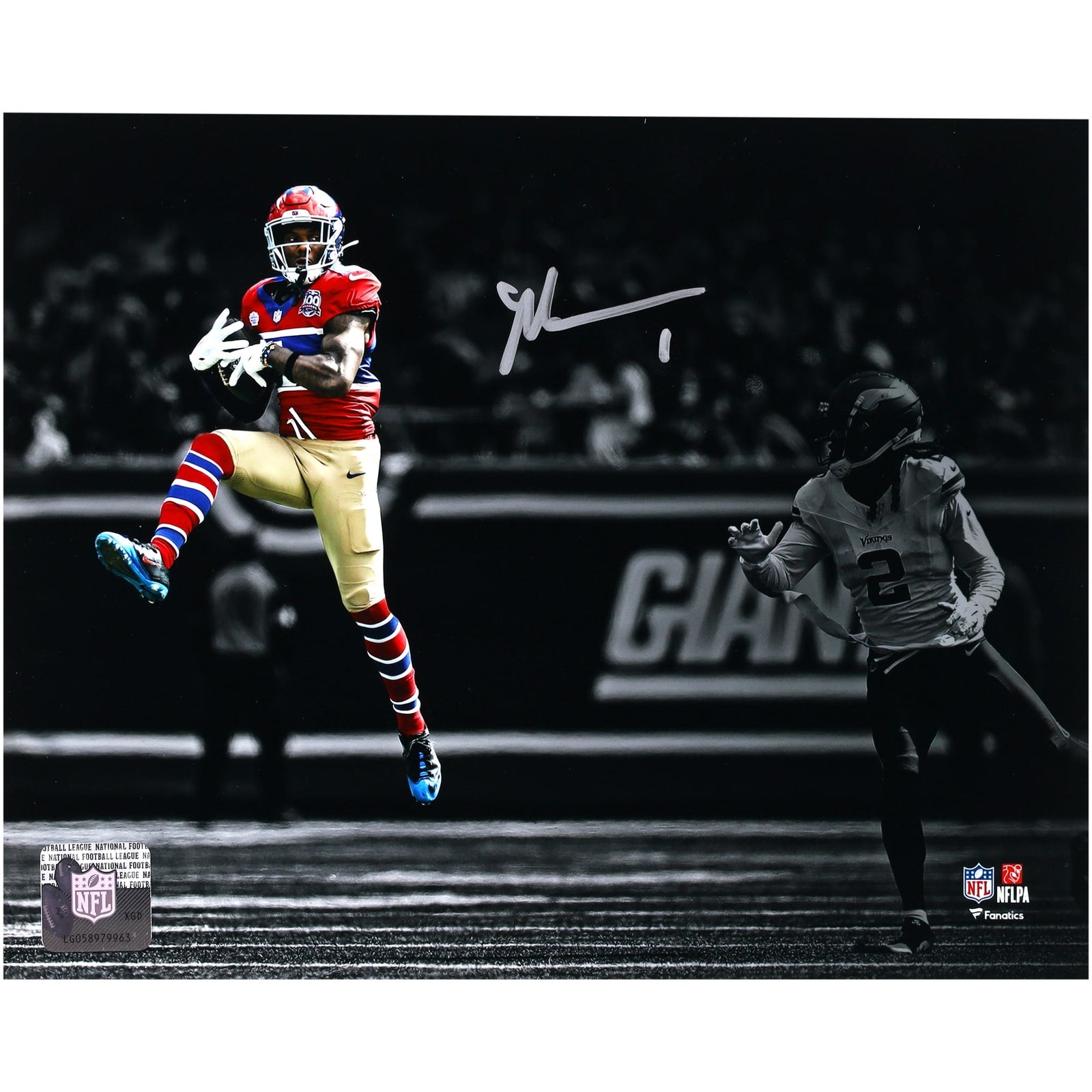 Malik Nabers New York Giants Autographed Fanatics Authentic 8" x 10" Leaping Catch Photograph - The Ballers Bank