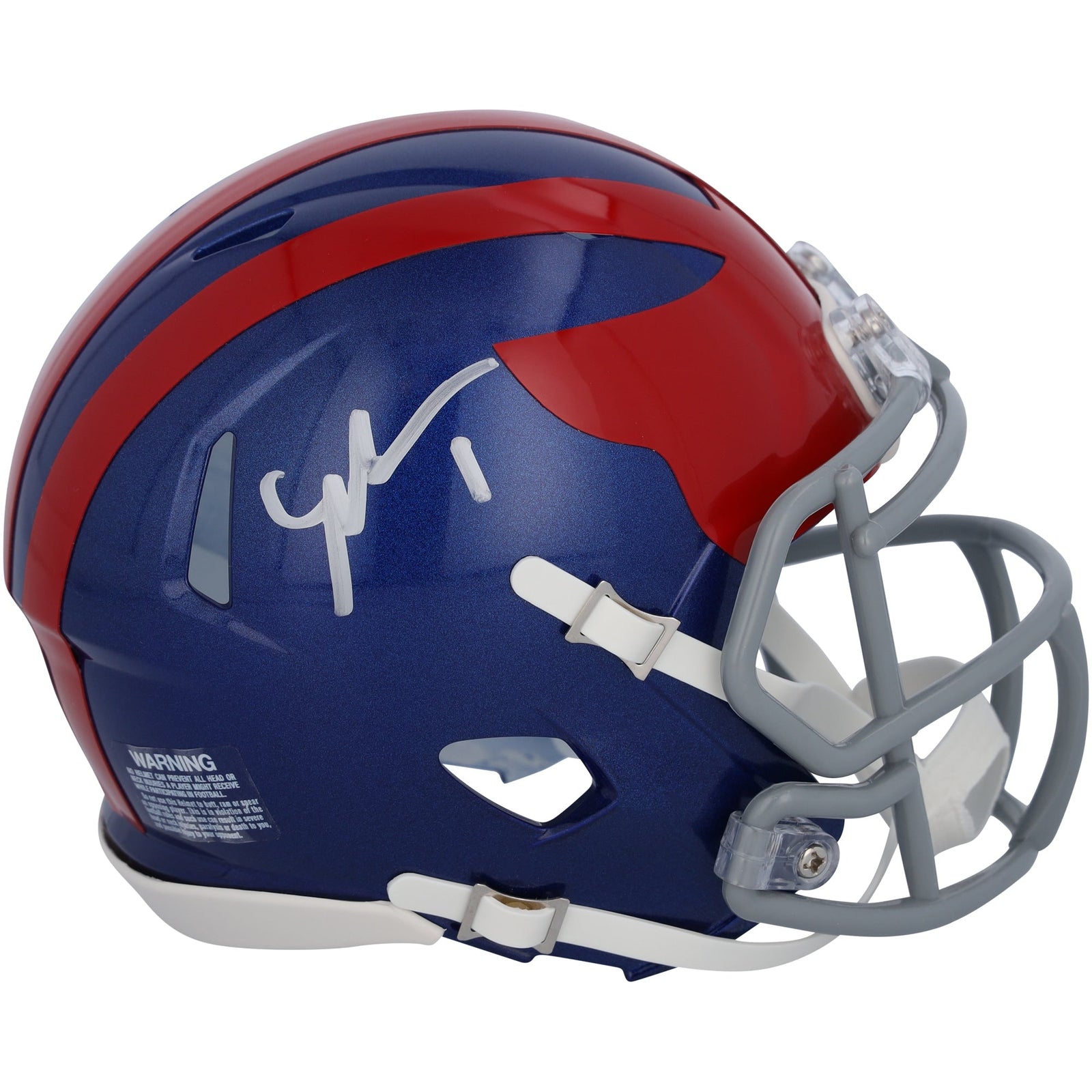 Malik Nabers New York Giants Autographed Fanatics Authentic Riddell 2024 Alternate Throwback Speed Mini Helmet - The Ballers Bank