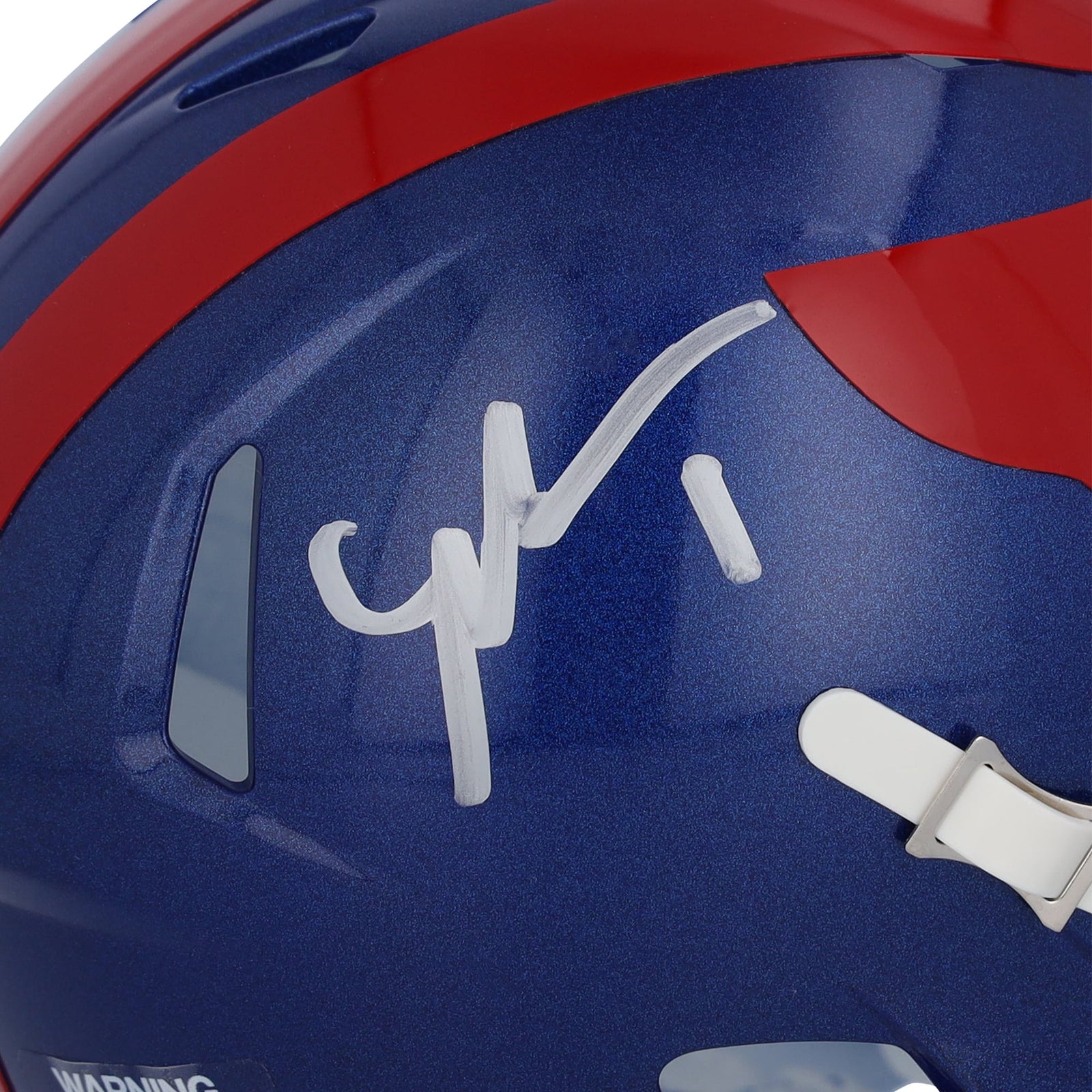 Malik Nabers New York Giants Autographed Fanatics Authentic Riddell 2024 Alternate Throwback Speed Mini Helmet - The Ballers Bank