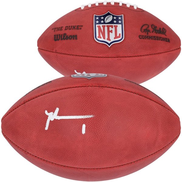 Malik Nabers New York Giants Autographed Fanatics Authentic Wilson Duke Full Color Football - The Ballers Bank