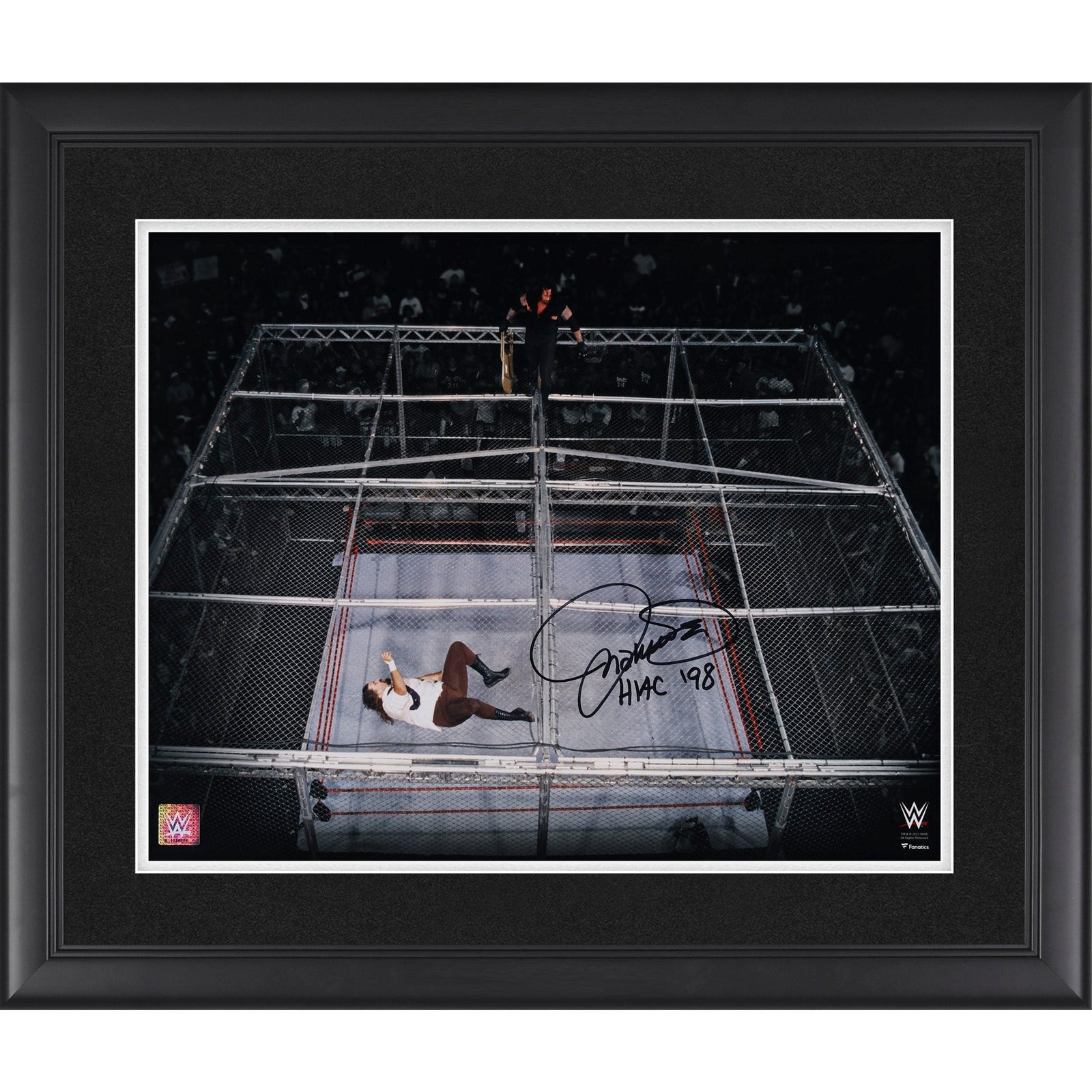 Mankind WWE Autographed Fanatics Authentic Framed 16" x 20" Hell In A Cell Photograph with "HIAC '98" Inscription - The Ballers Bank