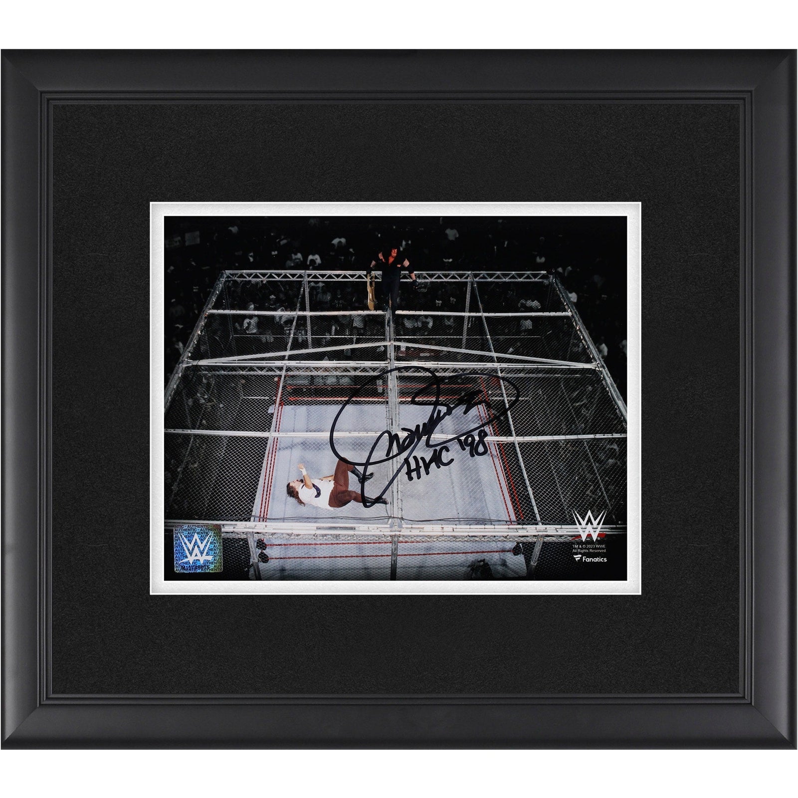 Mankind WWE Autographed Fanatics Authentic Framed 8" x 10" Hell In A Cell Photograph with "HIAC '98" Inscription - The Ballers Bank
