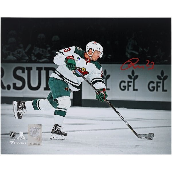 Marco Rossi Minnesota Wild Autographed Fanatics Authentic 8" x 10" White Jersey Shooting Spotlight Photograph - The Ballers Bank