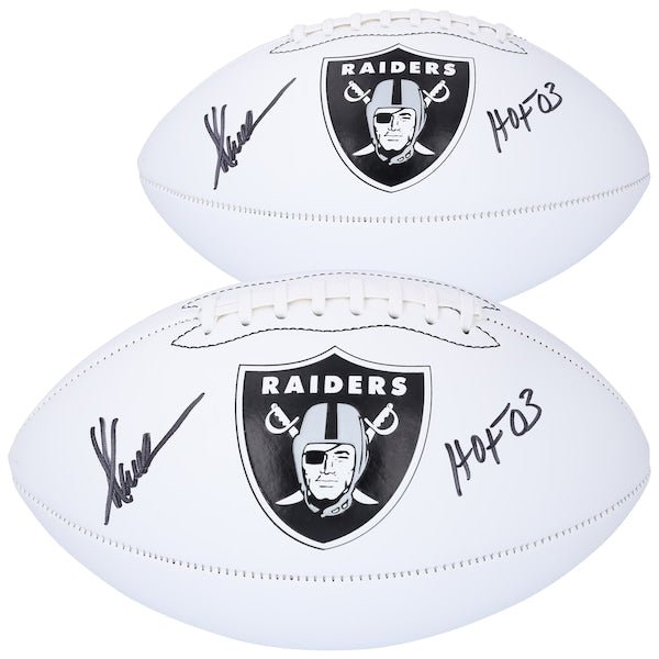 Marcus Allen Los Angeles Raiders Autographed Fanatics Authentic Franklin White Panel Football with "HOF 03" Inscription - The Ballers Bank