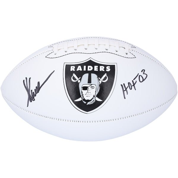 Marcus Allen Los Angeles Raiders Autographed Fanatics Authentic Franklin White Panel Football with "HOF 03" Inscription - The Ballers Bank