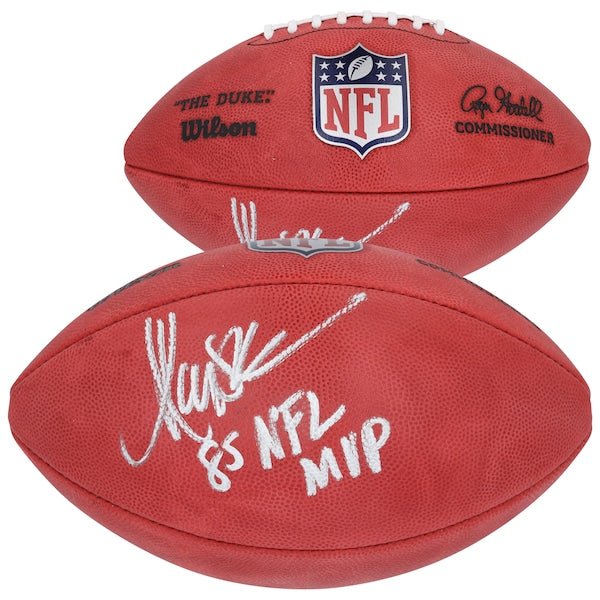 Marcus Allen Los Angeles Raiders Autographed Fanatics Authentic Wilson Duke Full Color Football with "85 NFL MVP" Inscription - The Ballers Bank