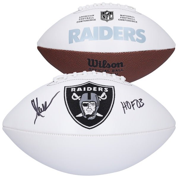 Marcus Allen Oakland Raiders Autographed Fanatics Authentic Wilson White Panel Football with "HOF 03" Inscription - The Ballers Bank