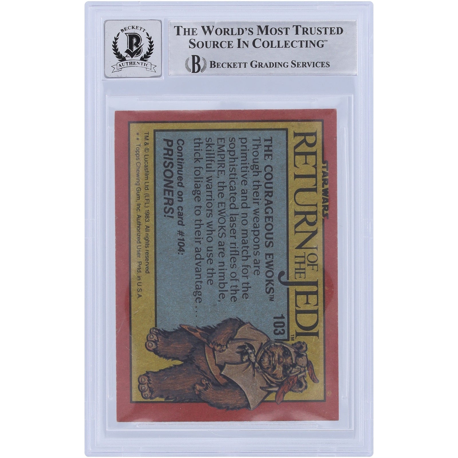 Marghi McMahon Star Wars Autographed 1983 Topps Return of the Jedi 103 BGS Authenticated 10 Card - The Ballers Bank