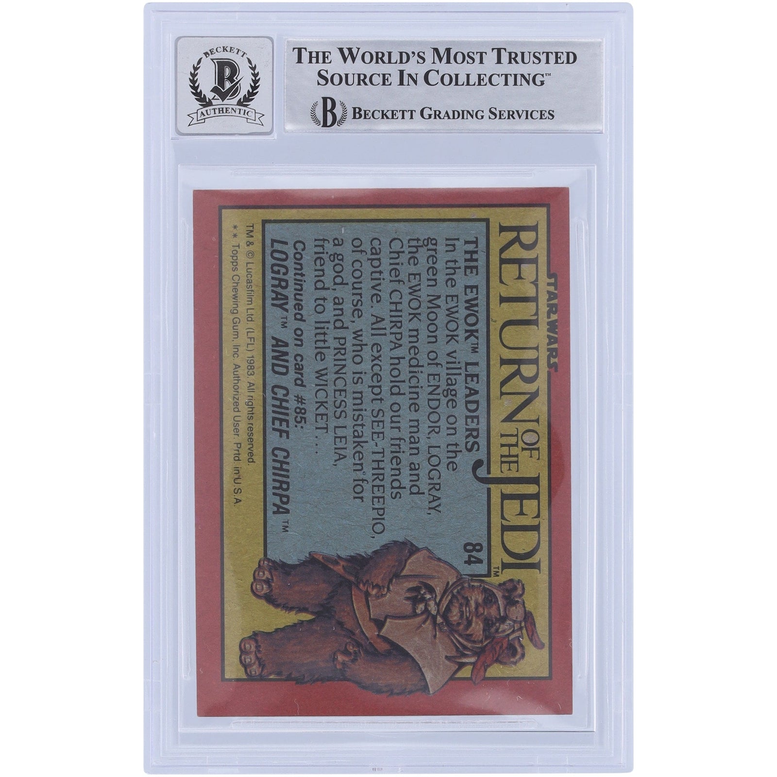 Marghi McMahon Star Wars Autographed 1983 Topps Return of the Jedi 84 BGS Authenticated 10 Card - The Ballers Bank
