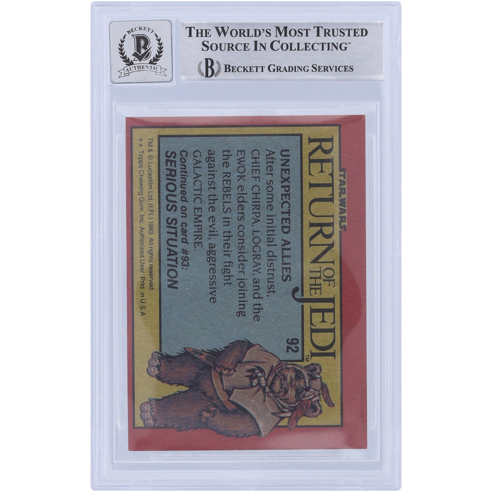 Marghi McMahon Star Wars Autographed 1983 Topps Return of the Jedi 92 BGS Authenticated 10 Card - The Ballers Bank