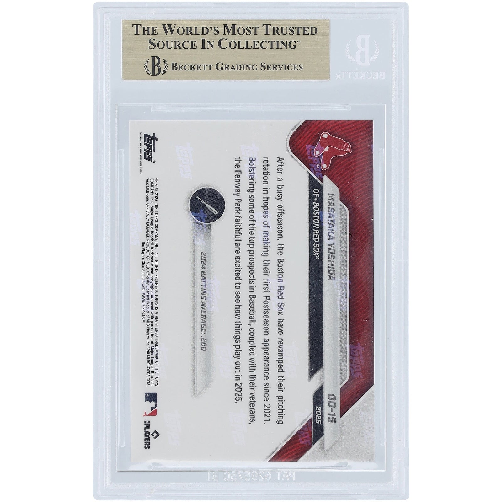Masataka Yoshida Boston Red Sox 2025 Topps Now Road to Opening Day OD - 15 BGS Authenticated 9.5 Card - The Ballers Bank