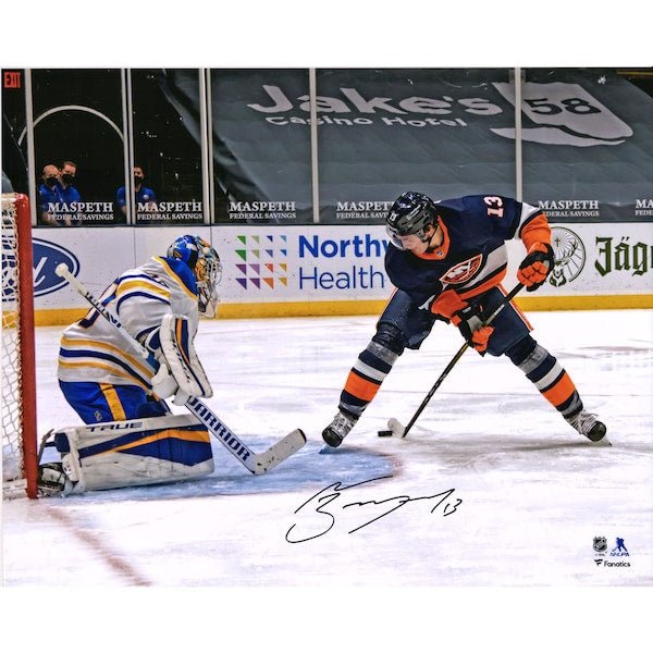 Mathew Barzal New York Islanders Fanatics Authentic Autographed 16" x 20" Goal Between The Legs vs. Buffalo Sabres Photograph - The Ballers Bank