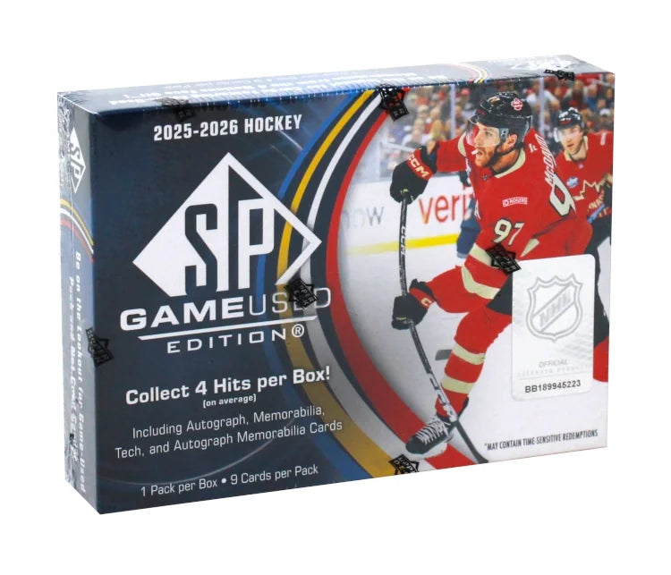 2025-26 Upper Deck SP Game Used Hockey Hobby Box (Ships Sealed Only) - B