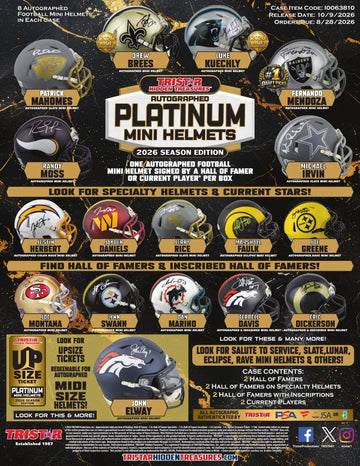 2026 Tristar Hidden Treasures Football Mini Helmet Platinum Season Edition 8 Box Case - B2
