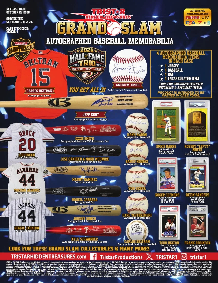 2026 Tristar Hidden Treasures Grand Slam Autographed Baseball Memorabilia Series 2 Case