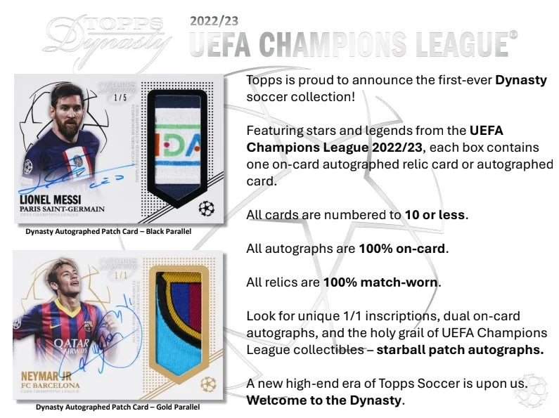 2022-23 Topps UEFA Champions League Dynasty Soccer Hobby Box | Autographed (Ships Sealed Only)