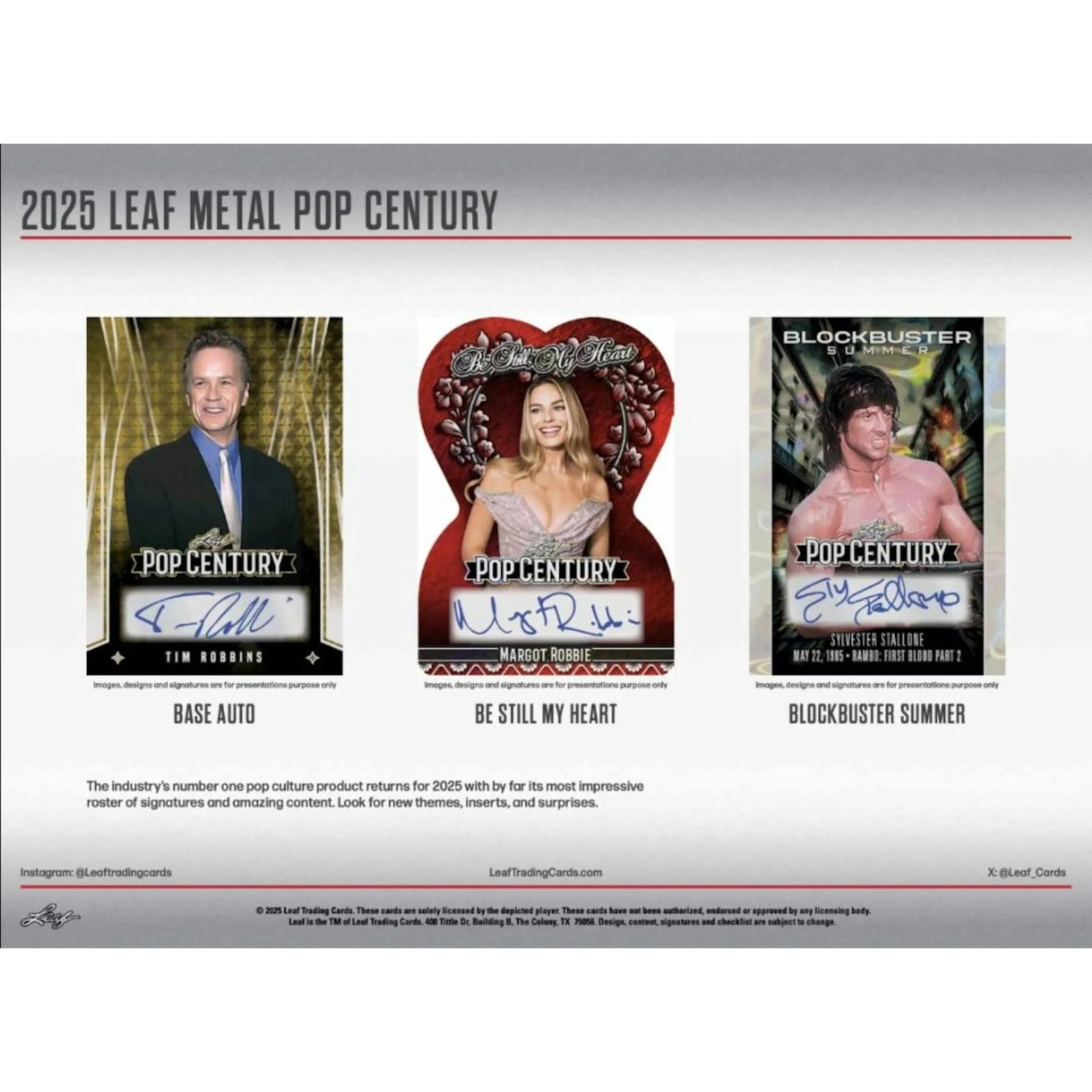 2025 Leaf Metal Pop Century Hobby Box | Entertainment Autographs (Ships Sealed Only)