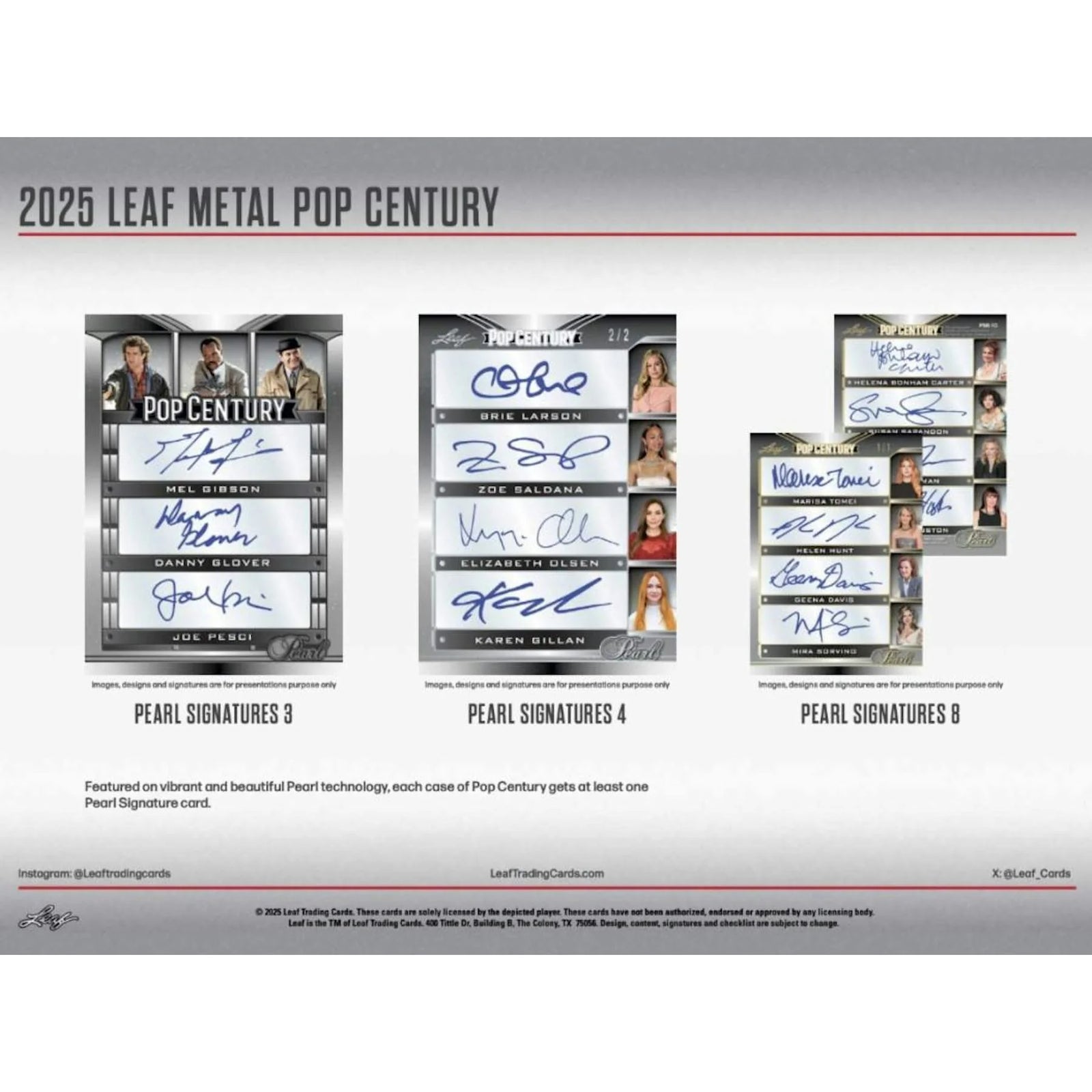 2025 Leaf Metal Pop Century Hobby Box | Entertainment Autographs (Ships Sealed Only)