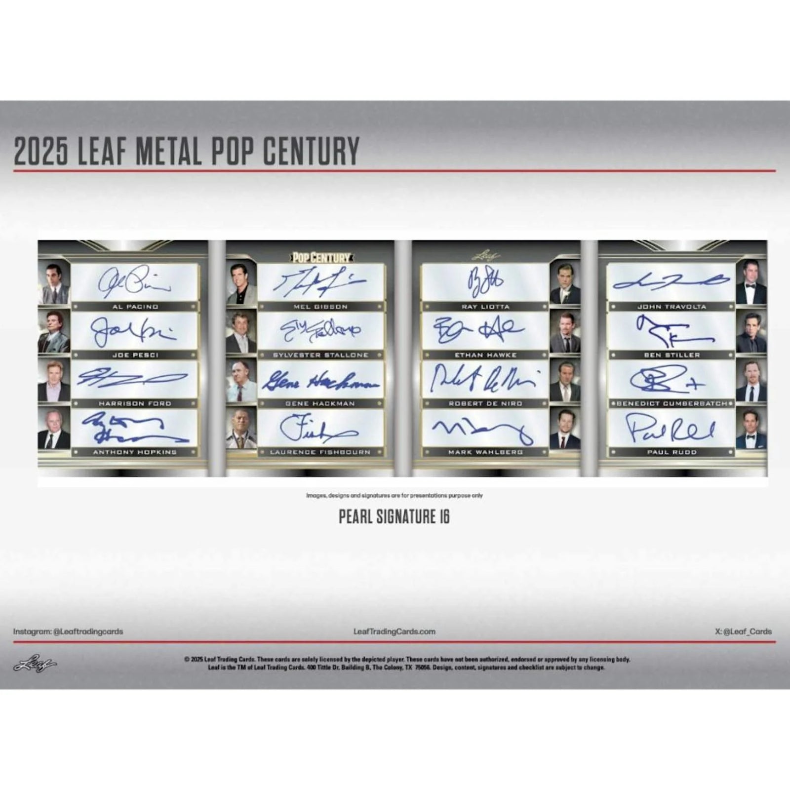 2025 Leaf Metal Pop Century Hobby Box | Entertainment Autographs (Ships Sealed Only)
