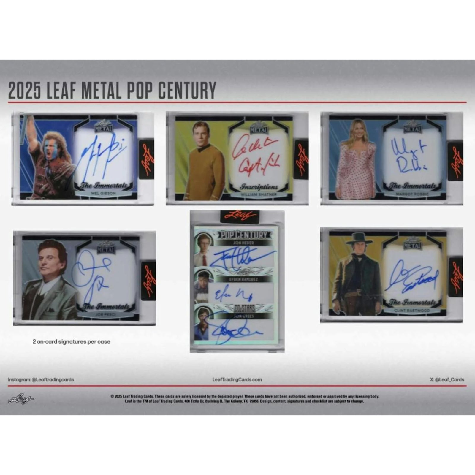 2025 Leaf Metal Pop Century Hobby Box | Entertainment Autographs (Ships Sealed Only)