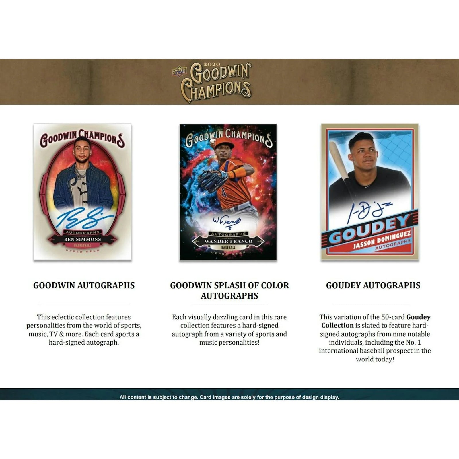 2020 Upper Deck Goodwin Champions Hobby Box (Ships Sealed Only)
