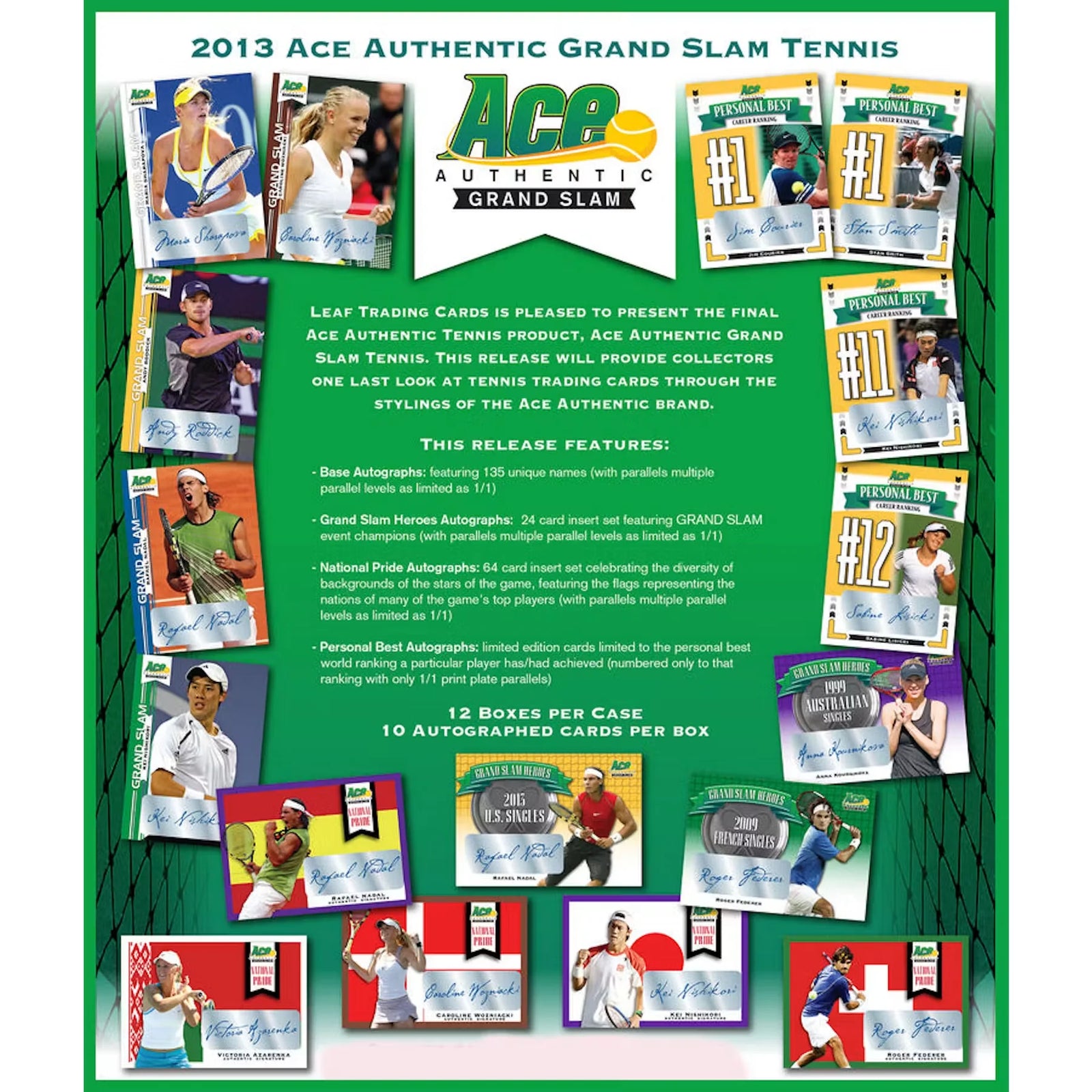 2013 Leaf Ace Authentic Grand Slam Tennis Hobby Box | 10 Signed Cards (Ships Sealed Only)