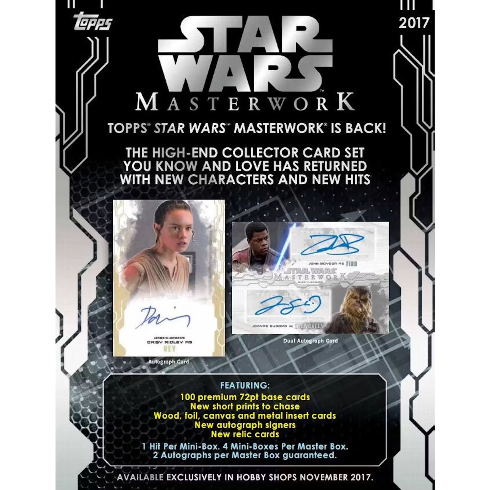2017 Topps Star Wars Masterwork Hobby Box | Two Autographs Per Box (Ships Sealed Only)