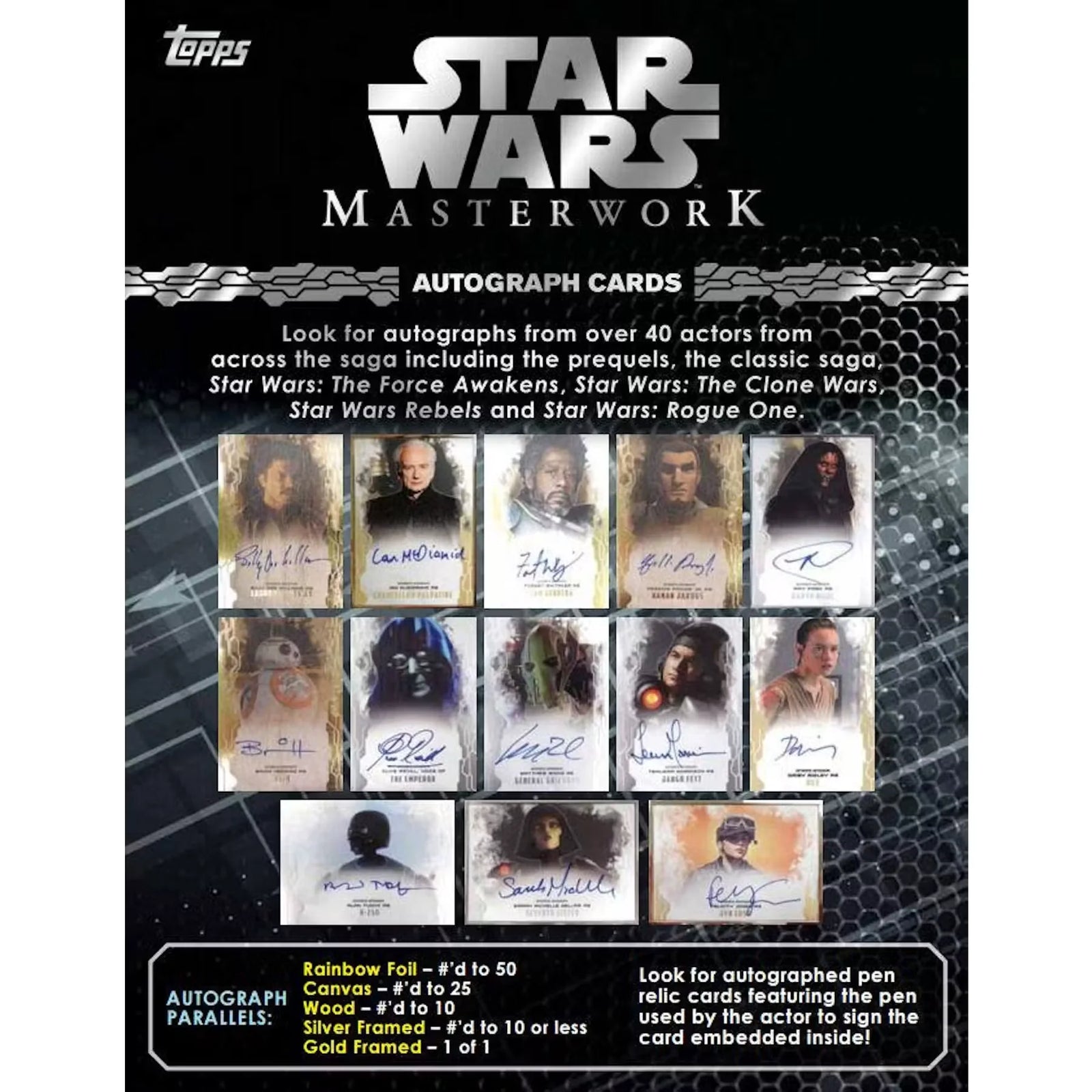 2017 Topps Star Wars Masterwork Hobby Box | Two Autographs Per Box (Ships Sealed Only)