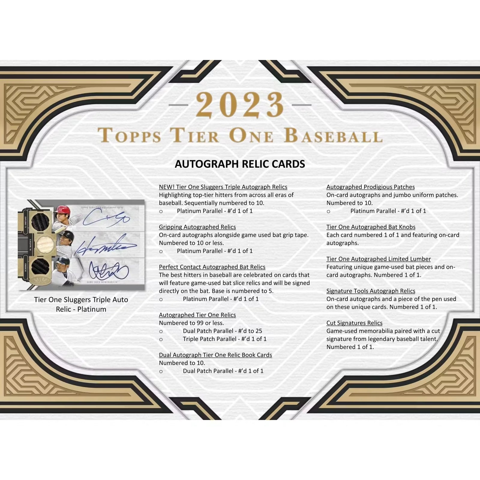 2023 Topps Tier One Baseball Hobby Box | Premium Autographs & Relics (Ships Sealed Only)