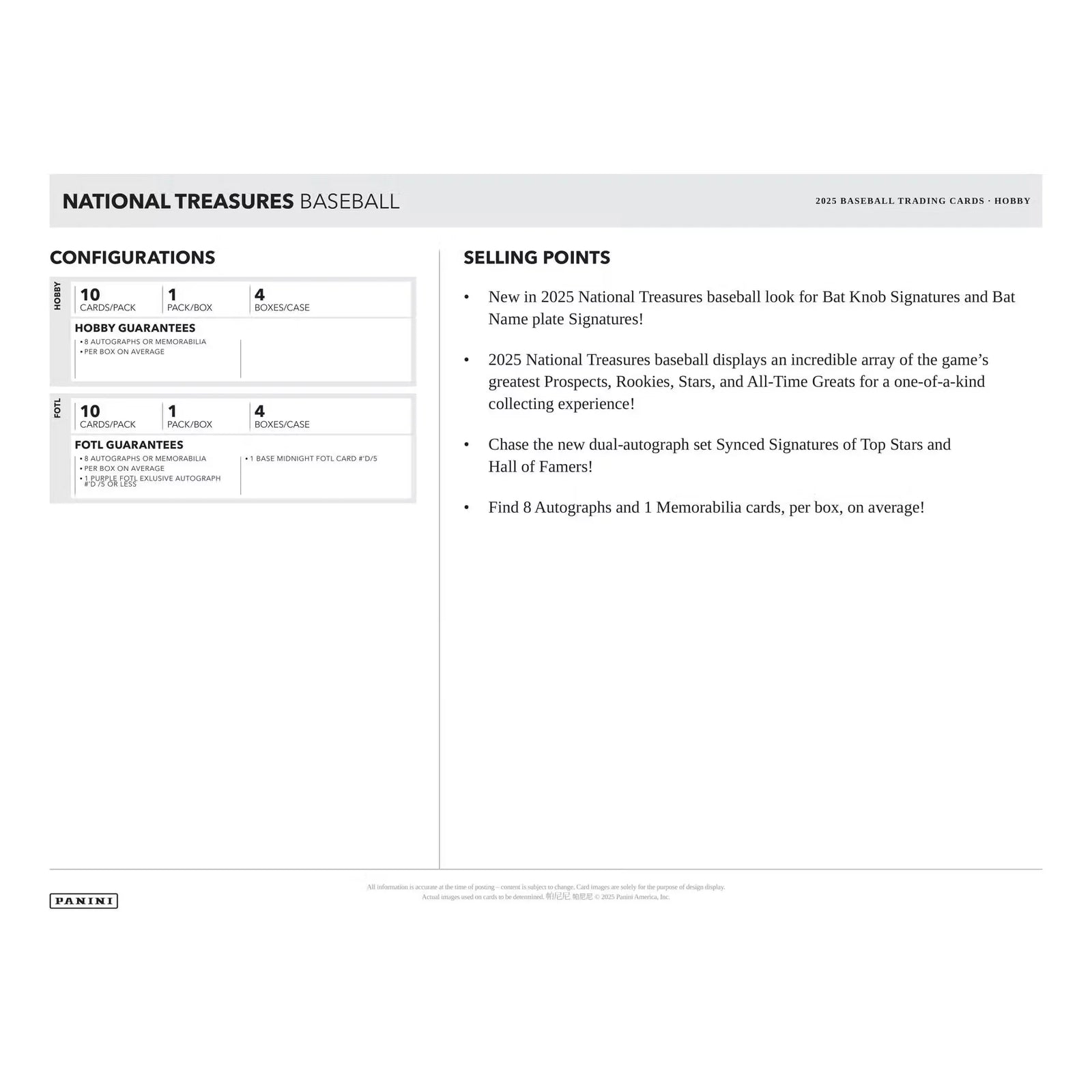 2025 Panini National Treasures Baseball Hobby 4-Box Case (Ships Sealed Only) - D