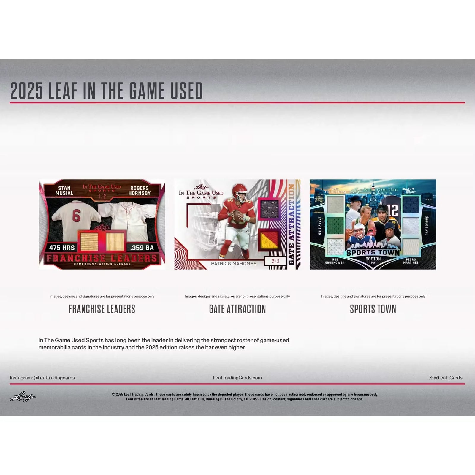 2025 Leaf In The Game Used Hobby 10-Box Case | Multi-Signed Memorabilia (Ships Sealed Only)