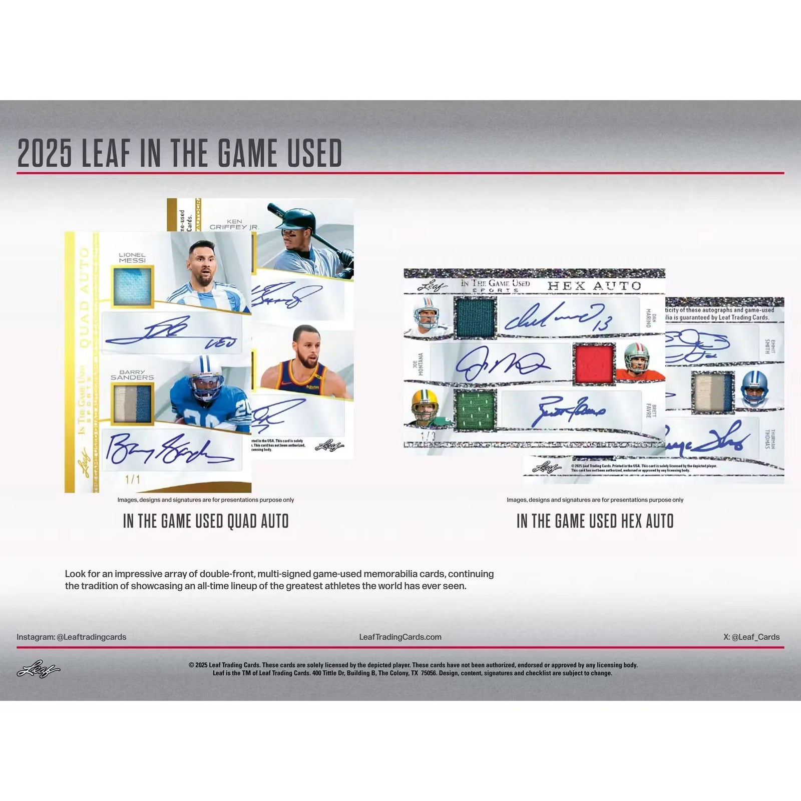 2025 Leaf In The Game Used Hobby 10-Box Case | Multi-Signed Memorabilia (Ships Sealed Only)