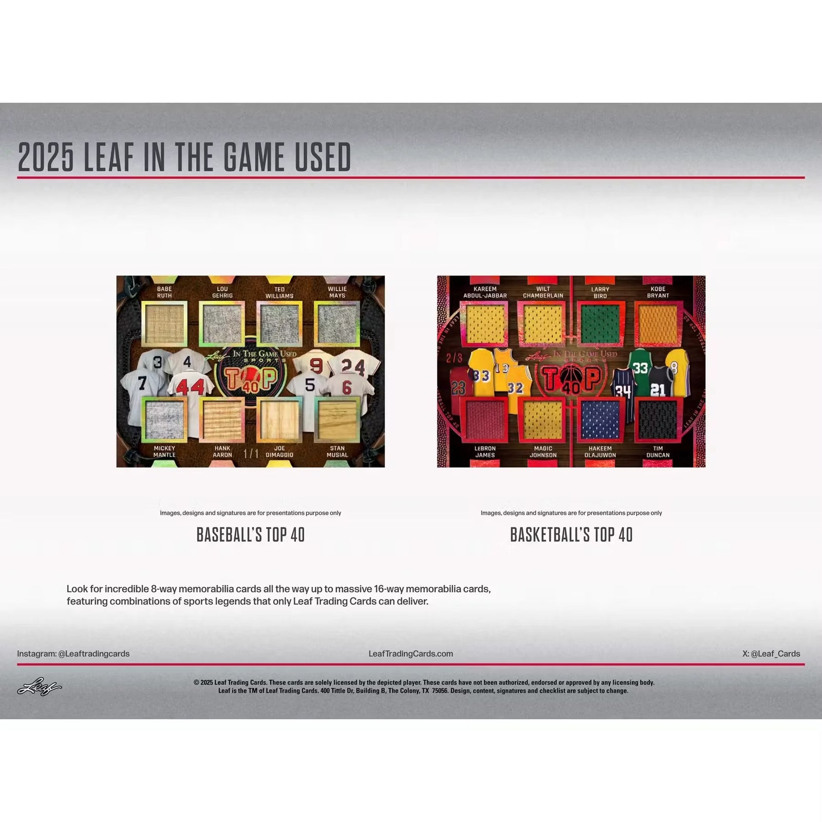 2025 Leaf In The Game Used Hobby 10-Box Case | Multi-Signed Memorabilia (Ships Sealed Only)